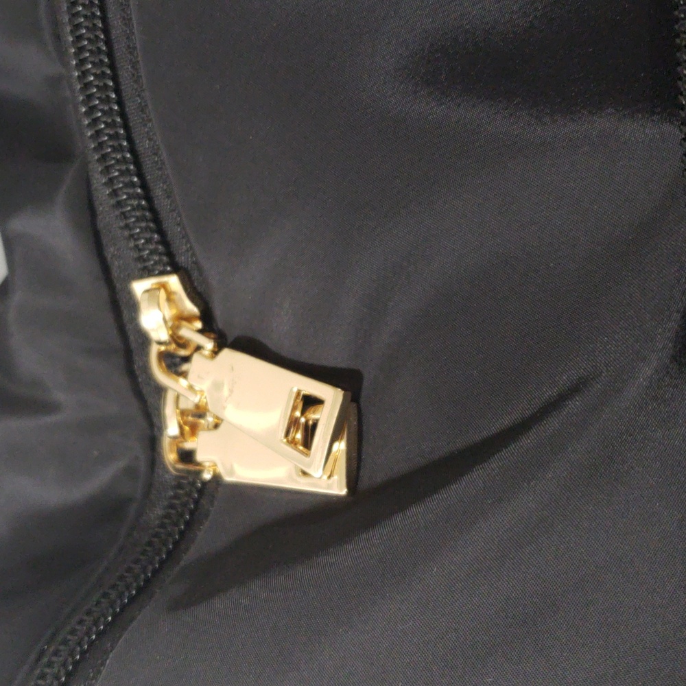 Black Nylon Daypack Backpack – Gold Zipper Accents, Lightweight Travel Bag - Picture 3 of 12